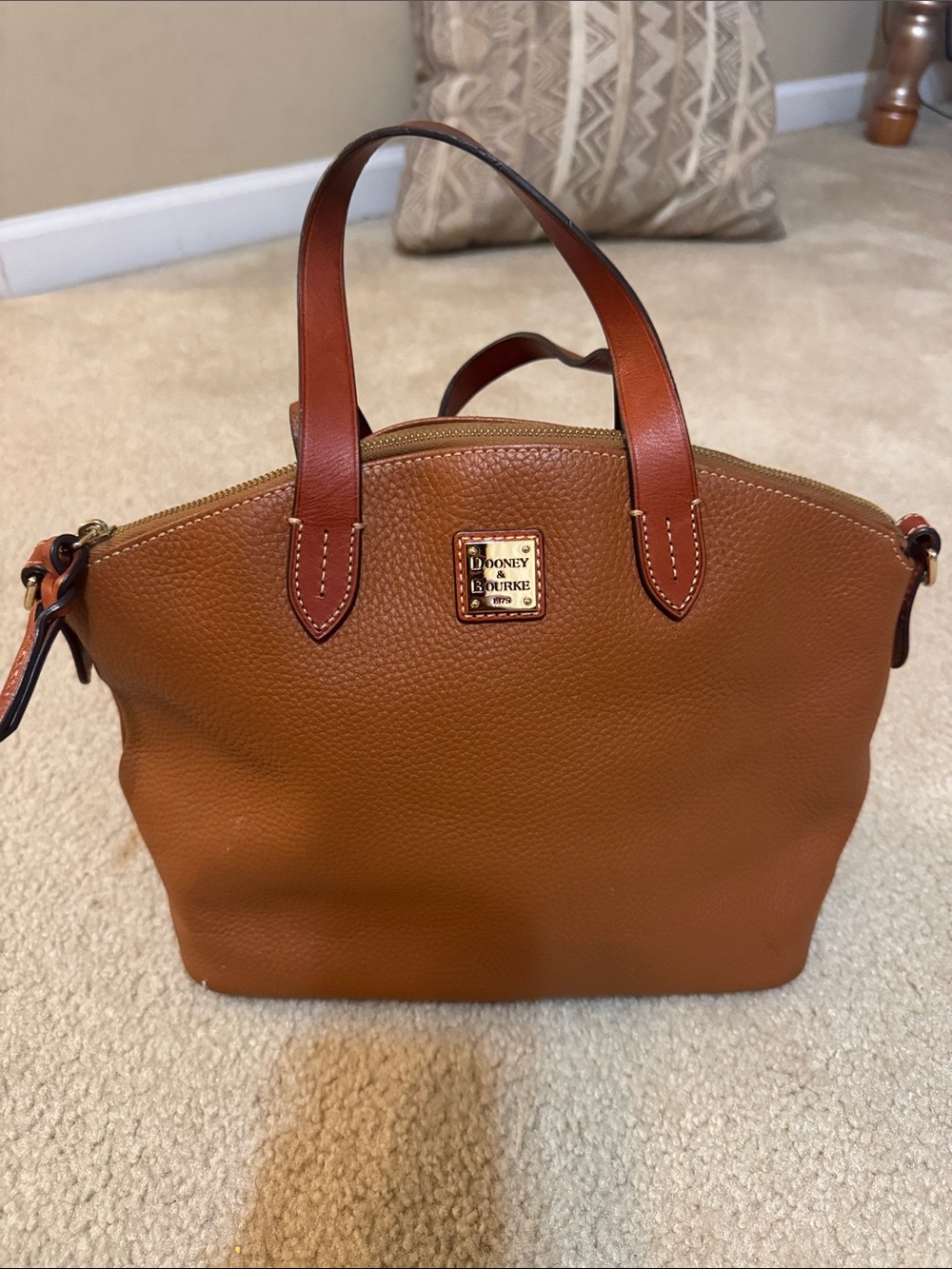 Dooney & Bourke Cognac Pebbled Leather Satchel